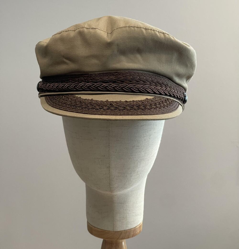Vintage Hat Cap Mariner's Mens L Beige Lined Canvas Marine Casual Made in USA